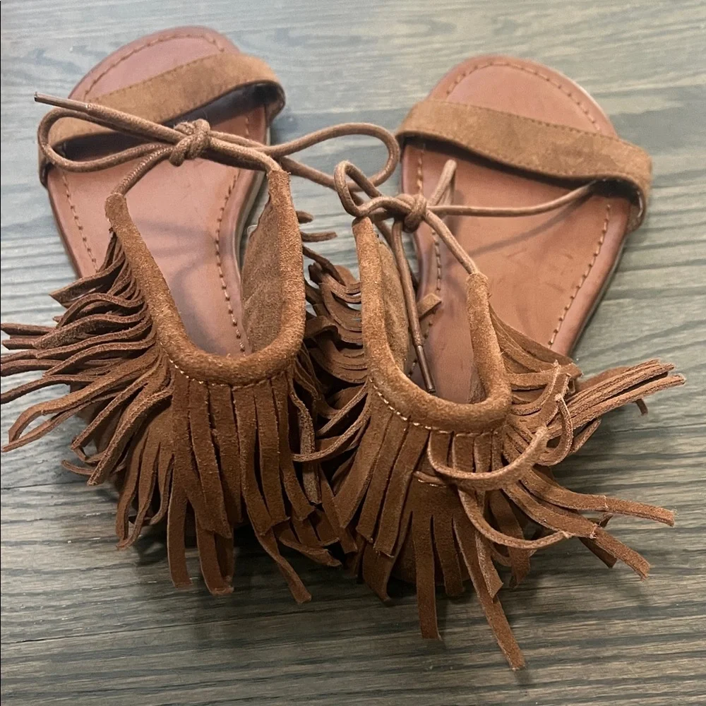 MIA Tan Fringe Sandals for Women - Picture 2 of 4